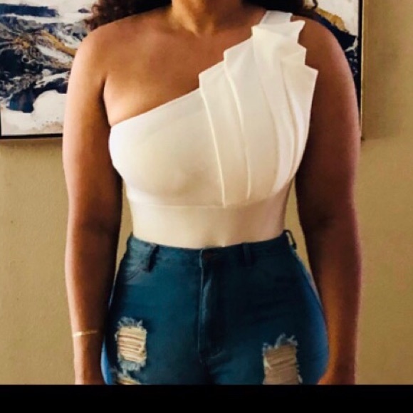 Off white one shoulder bodysuit - Picture 2 of 5